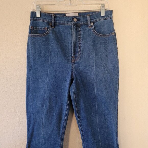 Everlane Womens Kick Crop High Rise Jean Size 29 Dark Blue Raw Hem Pocket Fray - Picture 2 of 11